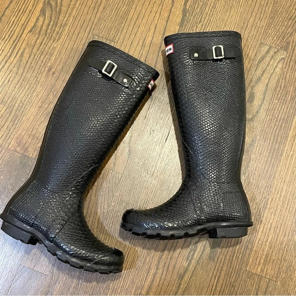 Hunter Limited Edition Carnaby Boa Embossed Tall Rain Boot US Size 5 - Picture 13 of 13